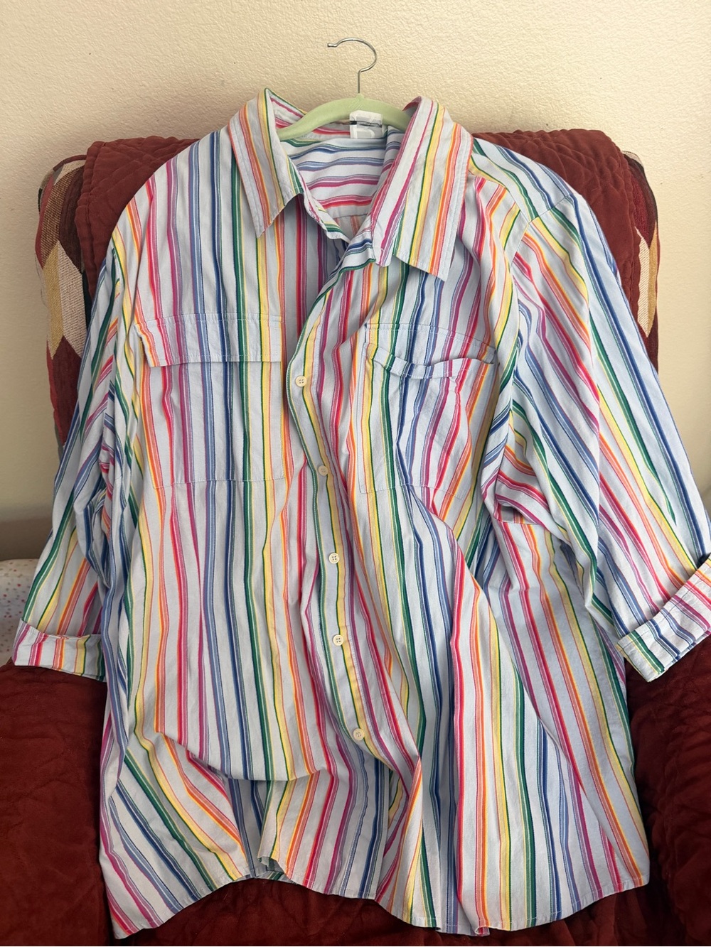 Roaman's Multicolor Striped Button-Down Shirt